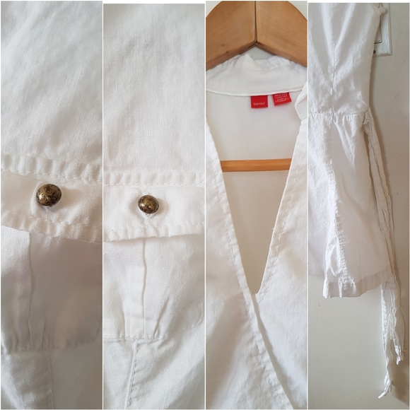 Esprit Cream Flared Skirt Tie Waist Dress - Picture 5 of 5